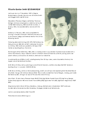 A preview of a PDF biography for Smith, Leslie Gordon